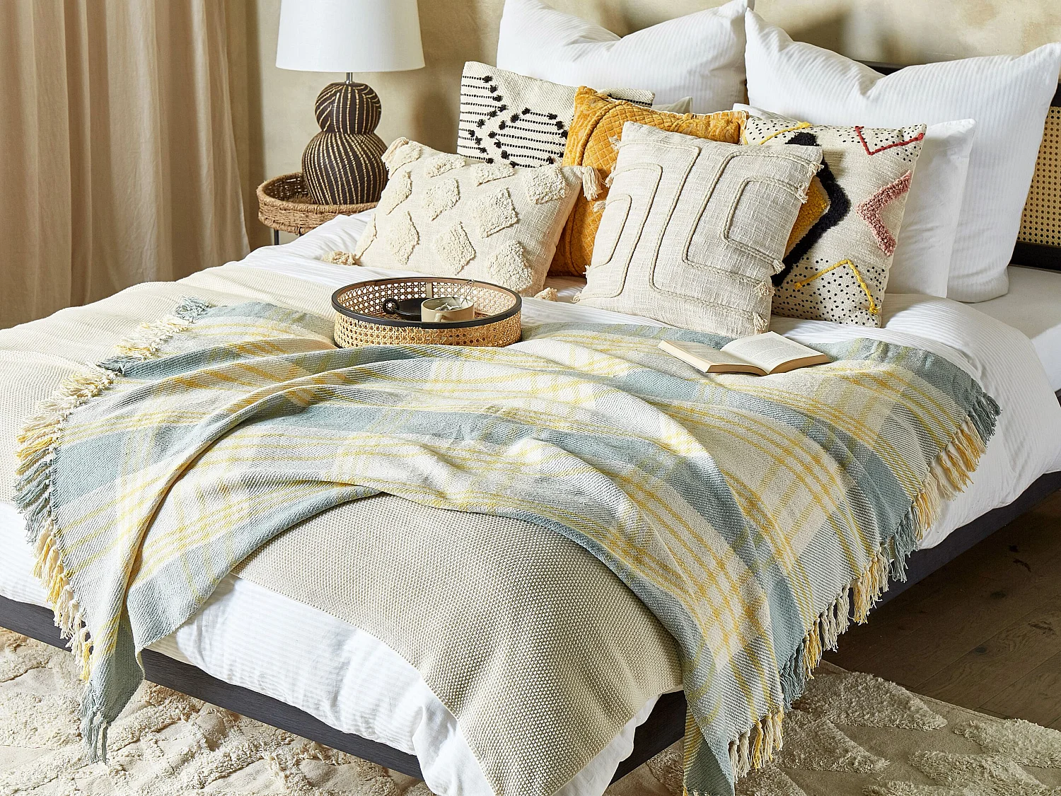 Koc BETALI Bawełna 125 x 150 cm Żółty