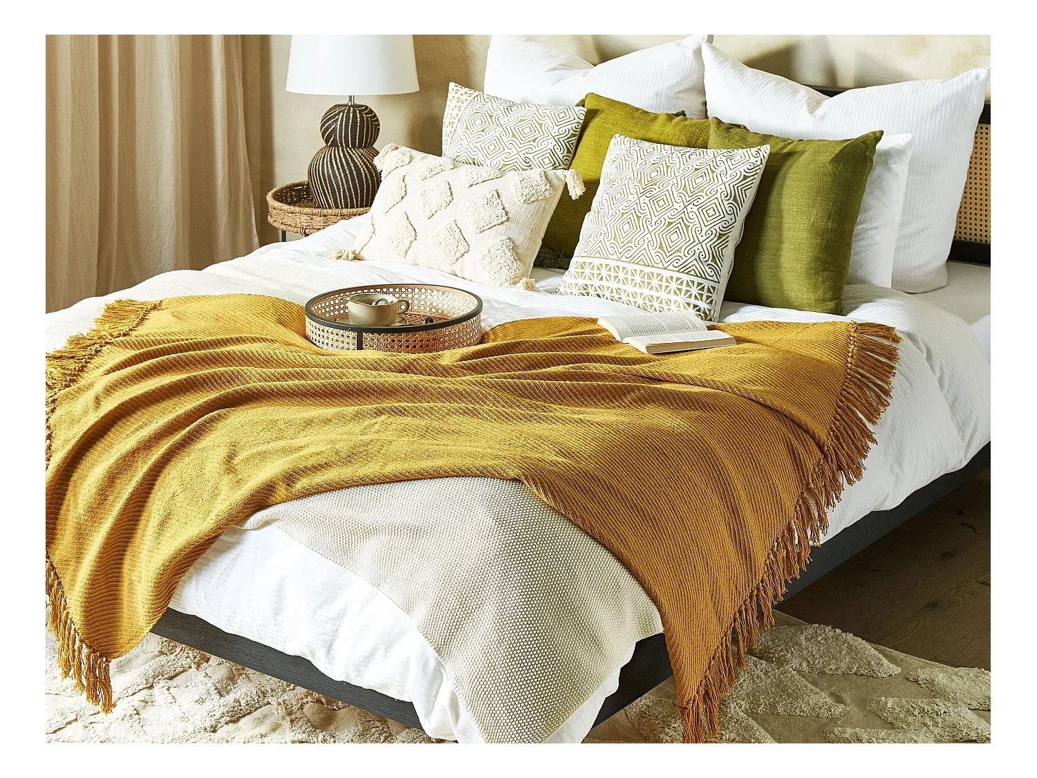 Koc YARSA Bawełna 125 x 150 cm Musztardowy