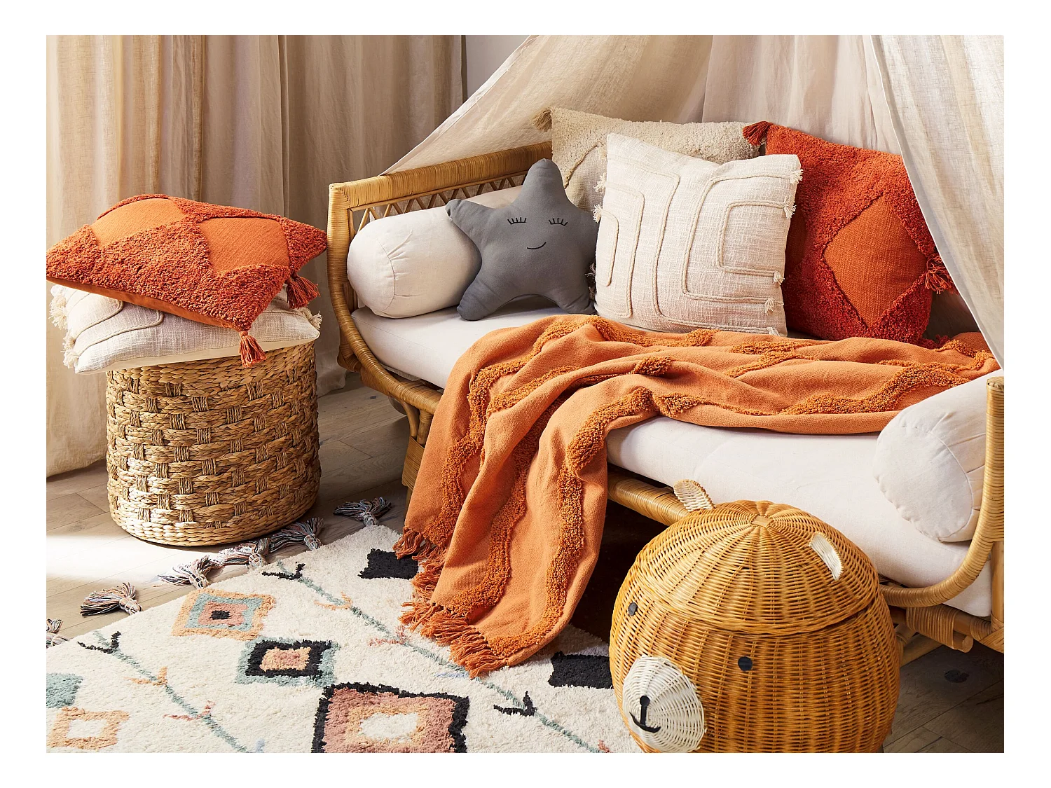 Couverture KHARI Coton 125 x 150 cm Orange