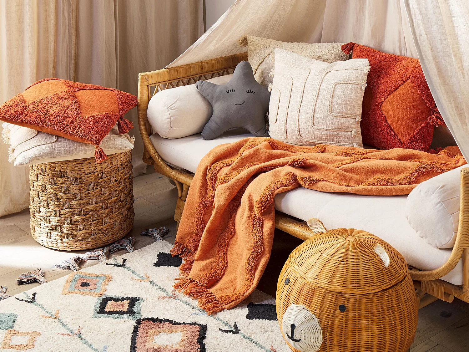 Plaid KHARI Katoen 125 x 150 cm Oranje