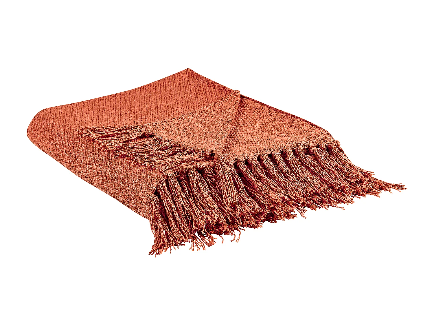 Decke Baumwolle rot 125 x 150 cm mit Fransen Wohndecke Überwurf Klassisch Yarsa