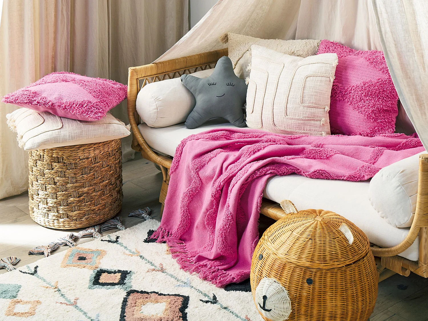 Couverture KHARI Coton 125 x 150 cm Rose