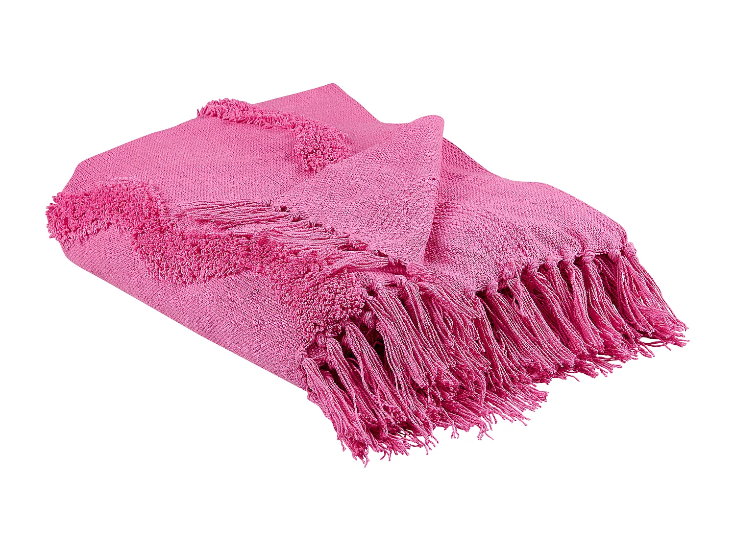 Decke Baumwolle rosa 125 x 150 cm mit Fransen Wohndecke Überwurf Modern Khari