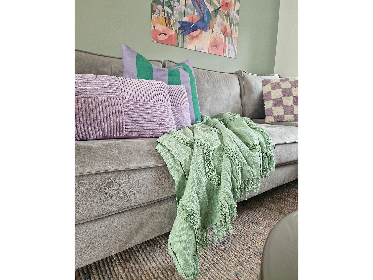 Plaid KHARI Katoen 125 x 150 cm Lichtgroen