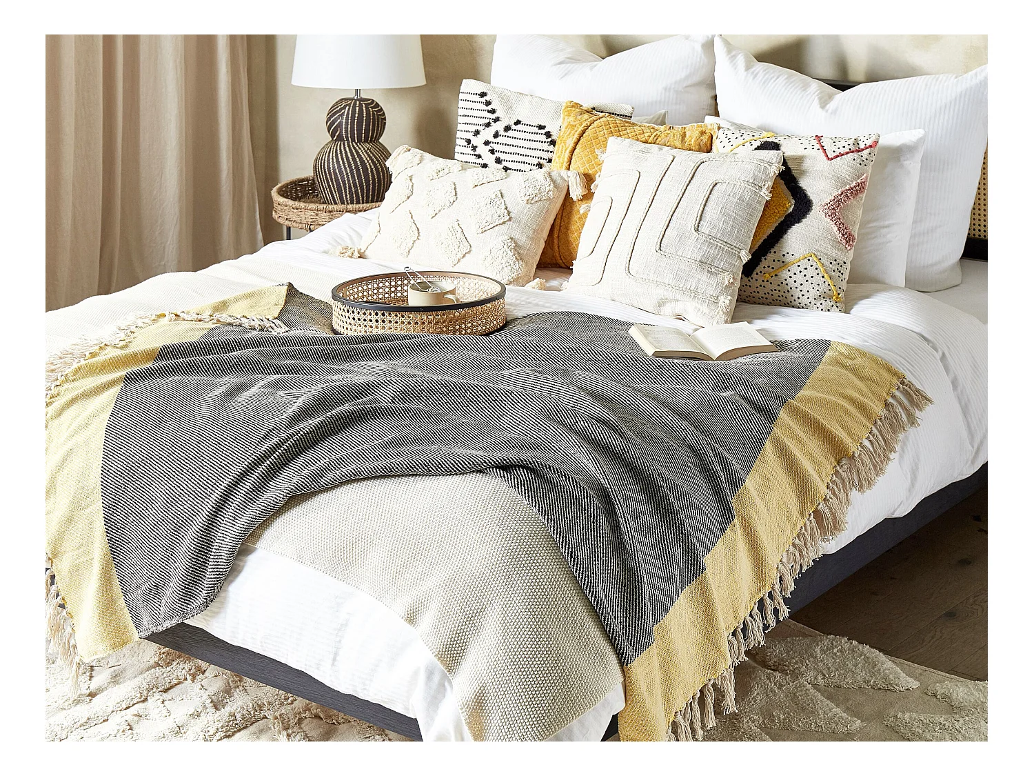 Plaid LAPU Katoen 125 x 150 cm Mosterdgeel