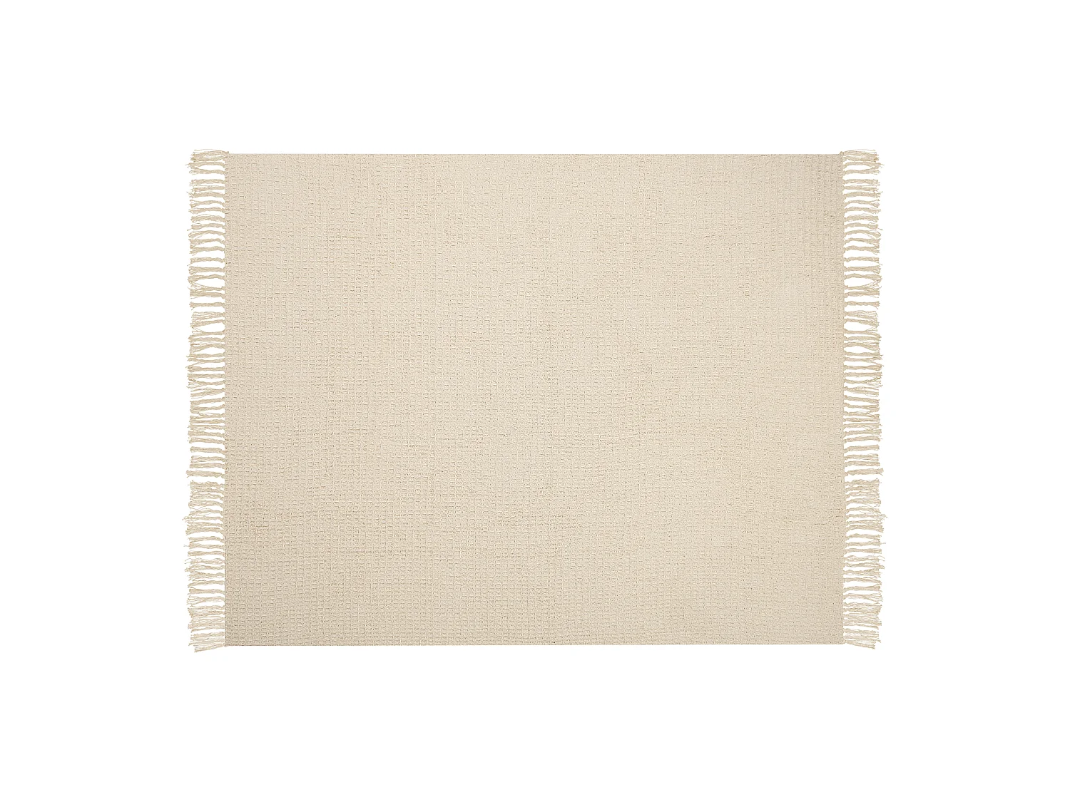 Decke Baumwolle beige 125 x 150 cm mit Fransen Wohndecke Überwurf Modern Malu