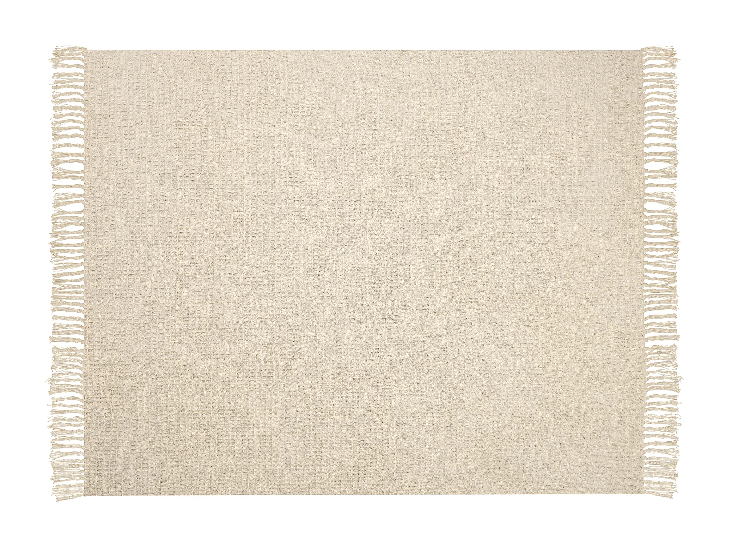 Decke Baumwolle beige 125 x 150 cm mit Fransen Wohndecke Überwurf Modern Malu