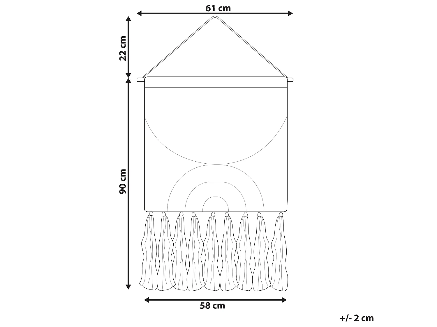 Suspension murale en tissu KAMALIA Coton 112 cm Orange