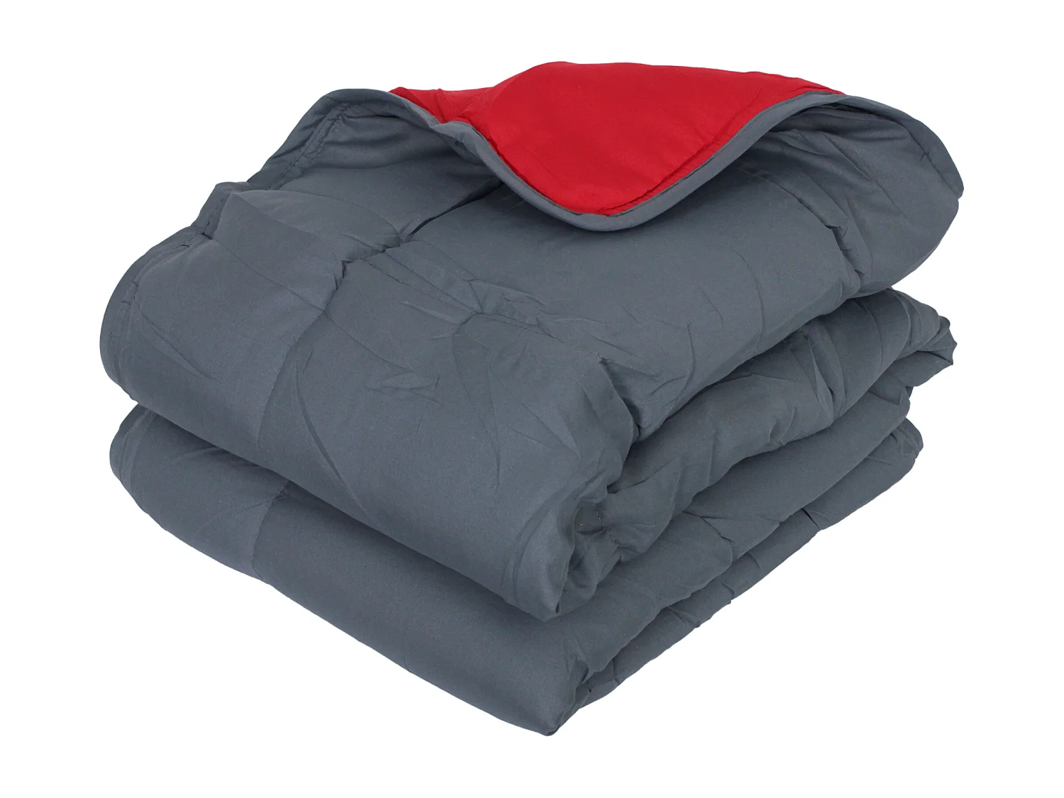 Couette été 260x240 cm COCOON BICOLORE Gris/Rouge garnissage fibre polyester 200 g/m2