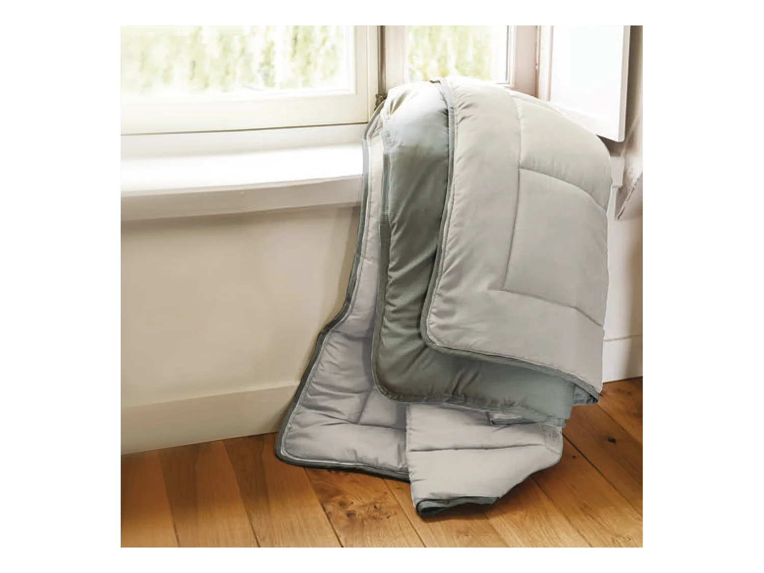 Couette hiver 200x200 cm COCOON BICOLORE Taupe/Lin garnissage fibre polyester 400 g/m2