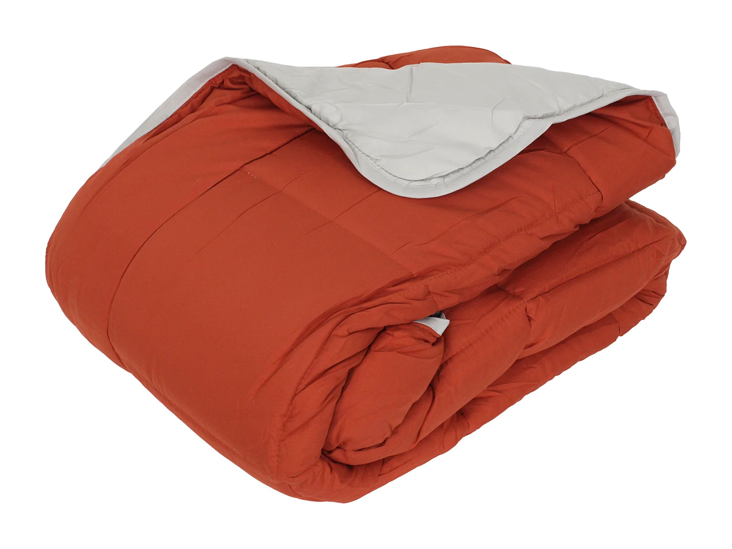 Couette hiver 260x240 cm COCOON BICOLORE Gingembre/Galet garnissage fibre polyester 400 g/m2