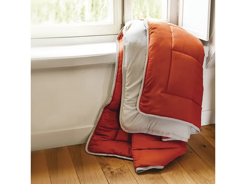 Couette été 240x220 cm COCOON BICOLORE Gingembre/Galet garnissage fibre polyester 200 g/m2