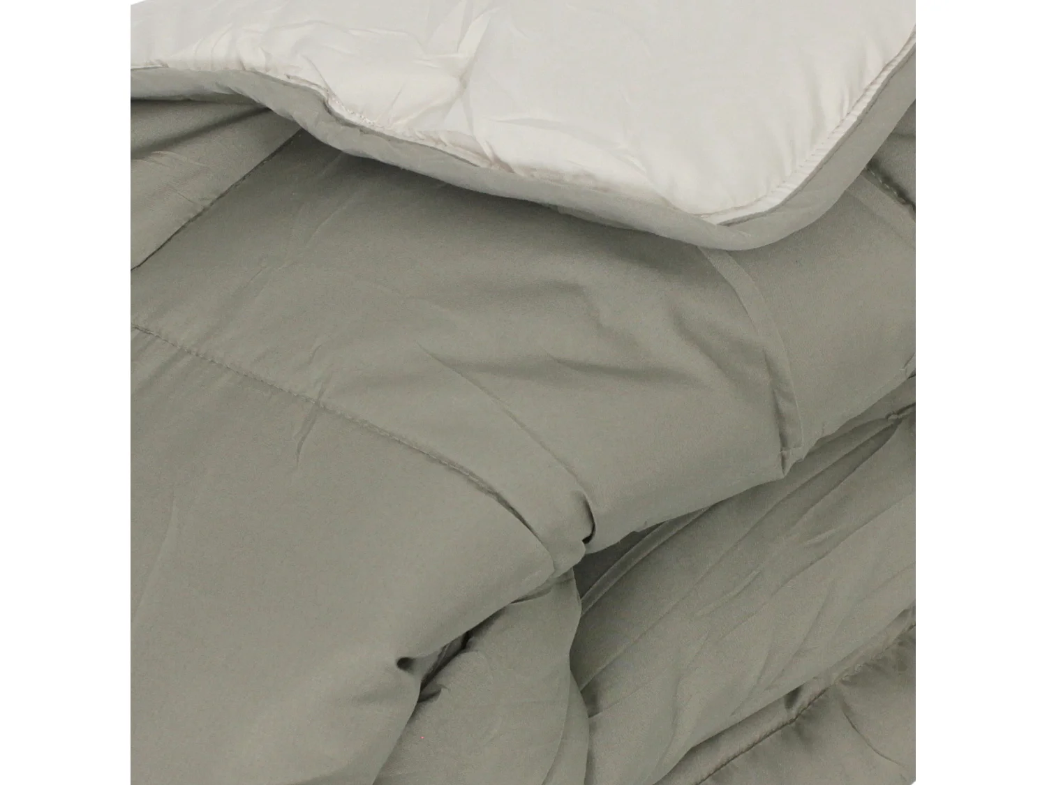 Couette hiver 260x240 cm COCOON BICOLORE Taupe/Lin garnissage fibre polyester 400 g/m2
