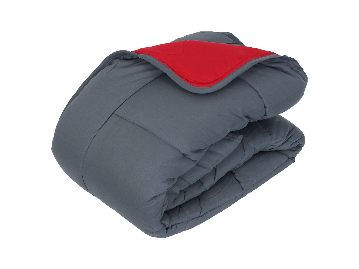Couette hiver 140x200 cm COCOON BICOLORE Gris/Rouge garnissage fibre polyester 400 g/m2