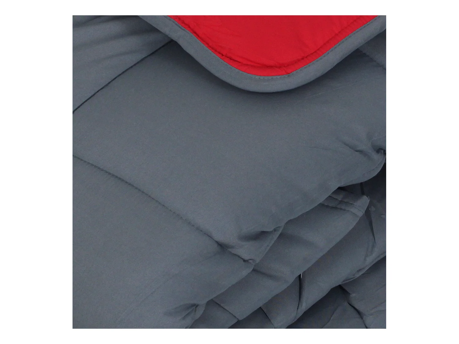 Couette hiver 140x200 cm COCOON BICOLORE Gris/Rouge garnissage fibre polyester 400 g/m2