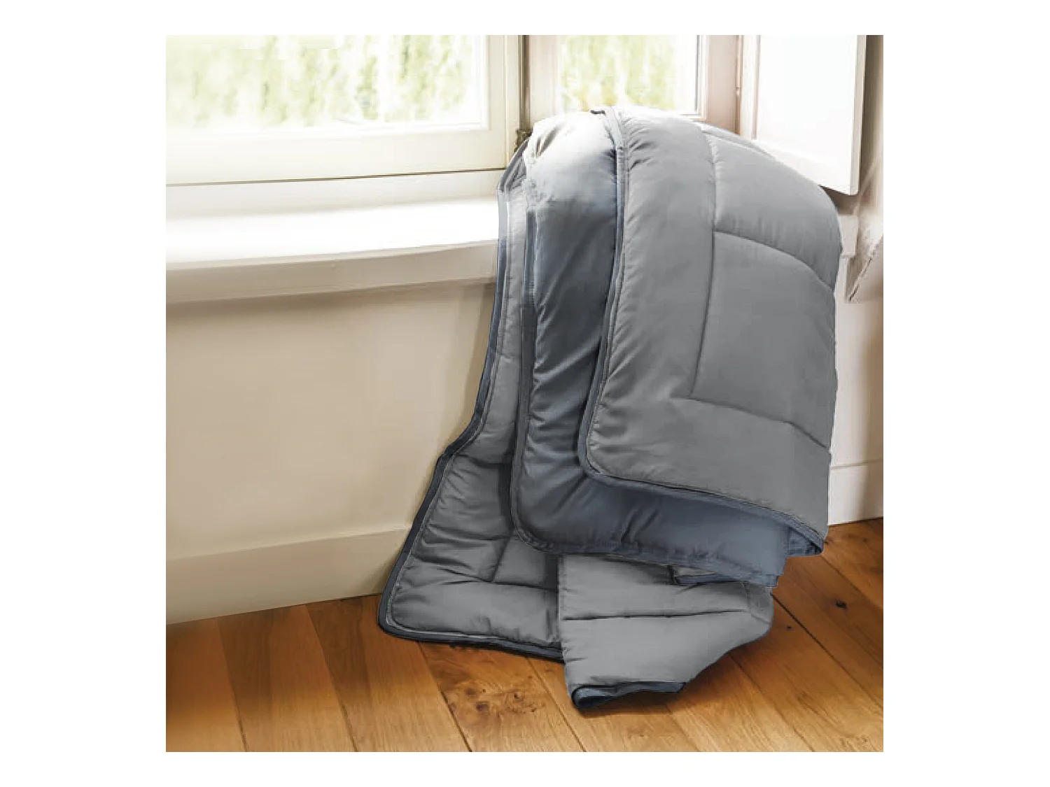 Couette hiver 260x240 cm COCOON BICOLORE Acier/Argent garnissage fibre polyester 400 g/m2