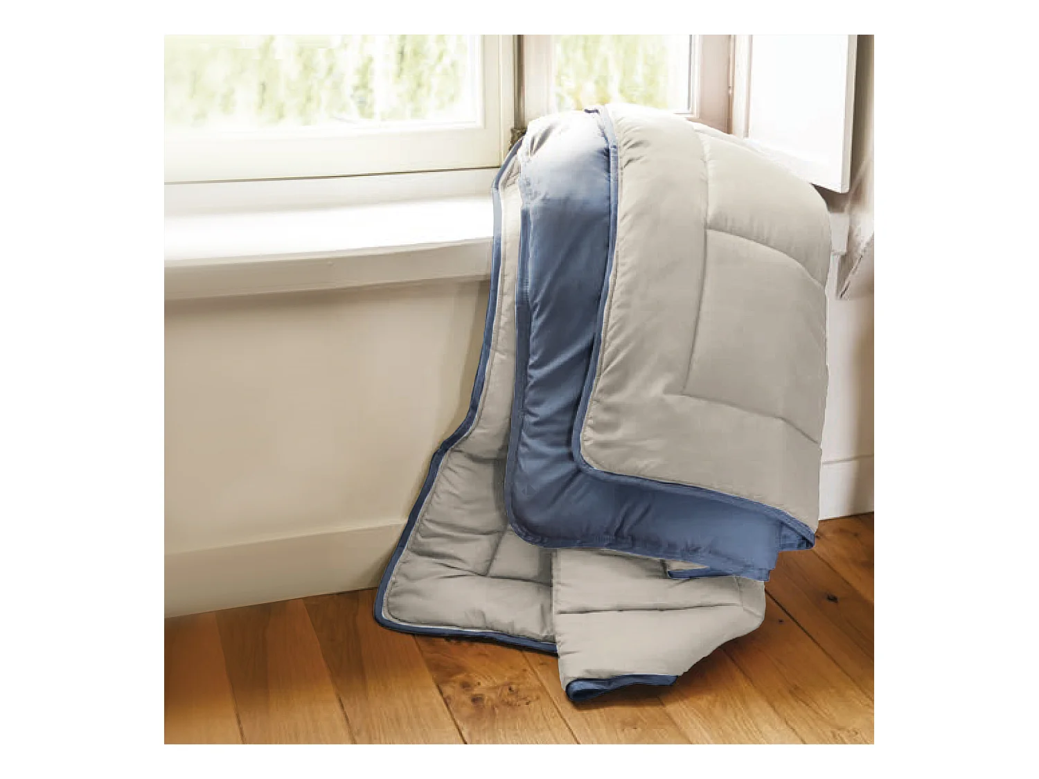 Couette hiver 240x220 cm COCOON BICOLORE Petrole/Mastic garnissage fibre polyester 400 g/m2