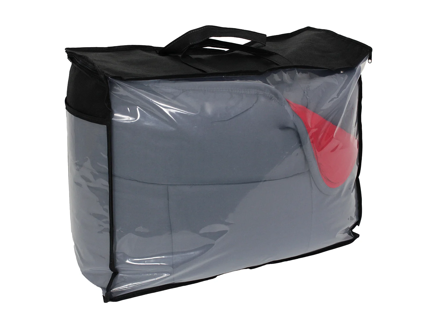 Couette hiver 200x200 cm COCOON BICOLORE Gris/Rouge garnissage fibre polyester 400 g/m2