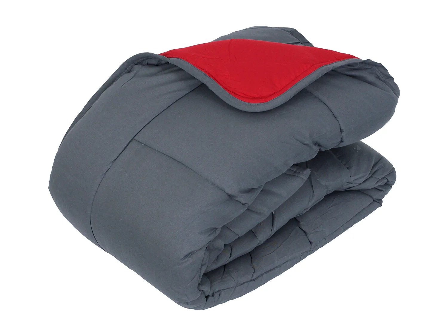 Couette hiver 240x220 cm COCOON BICOLORE Gris/Rouge garnissage fibre polyester 400 g/m2
