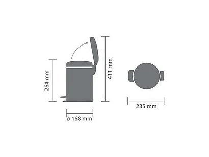 Cubo de Basura con Pedal Brabantia Newicon 3L Negro Mate Higiénico y Ecológico