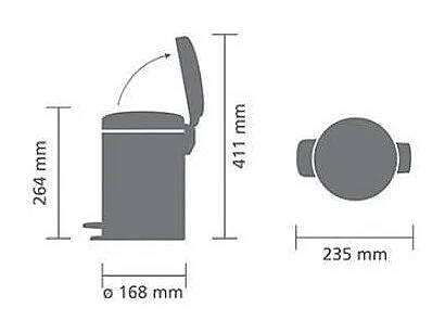 Poubelle pédale Newlcon noir mat V 3 L