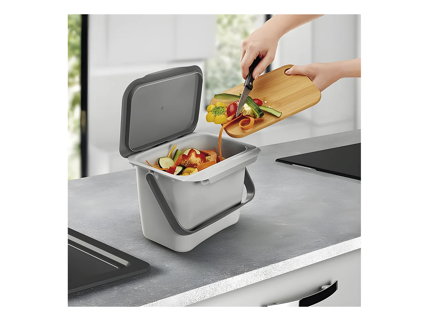 Organische Afvalbak met Grijze Kunststof Deksel 400 cl