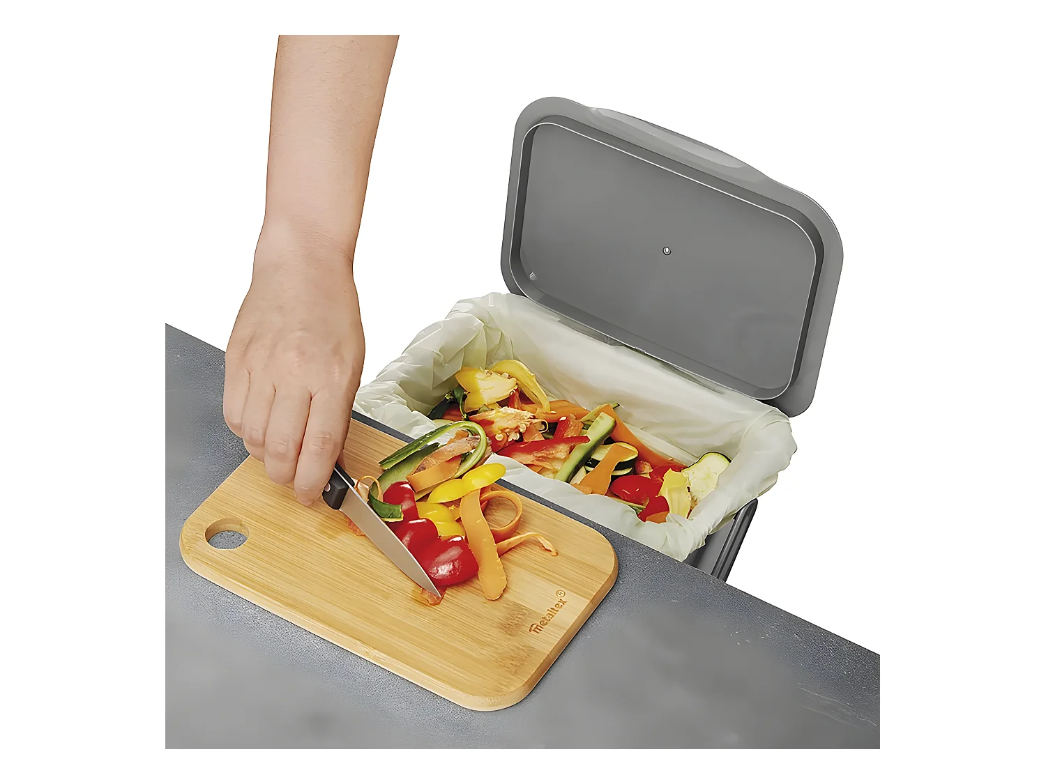 Organische Afvalbak met Grijze Kunststof Deksel 400 cl