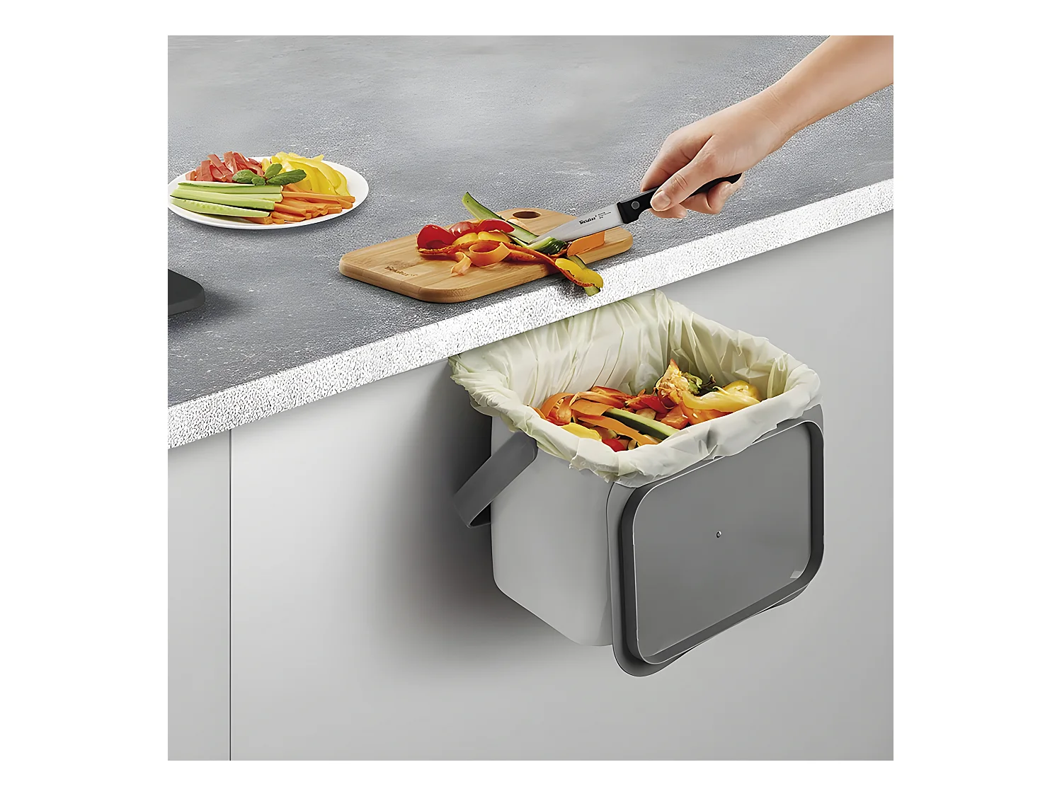 Organische Afvalbak met Grijze Kunststof Deksel 400 cl