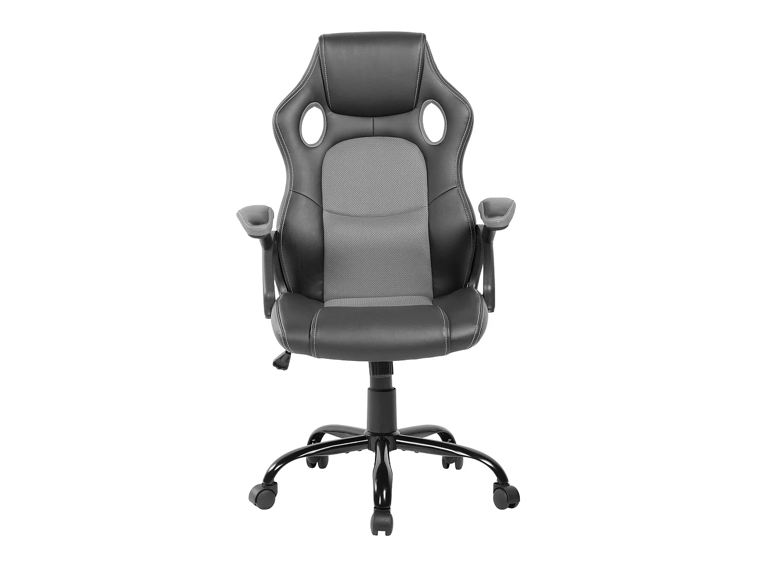 Poltrona Gamer Ufficio Nero Grigio Similpelle Ruote 120x66x63