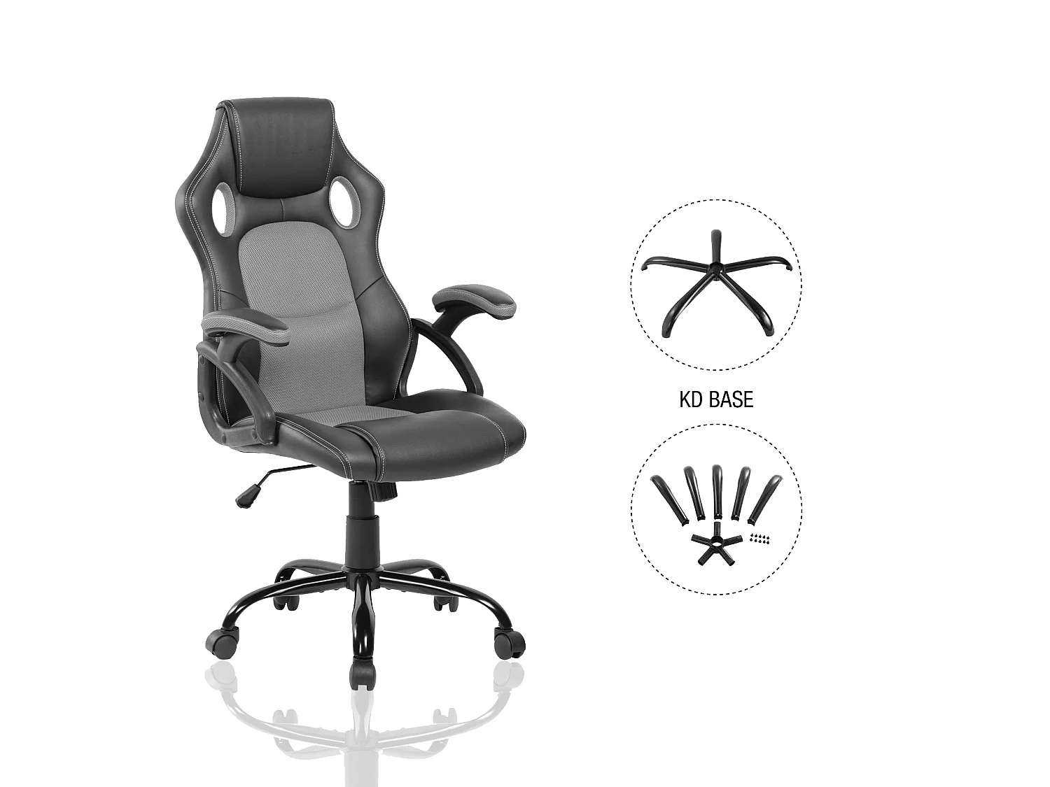 Sillón Gamer Asiento Oficina Negro Gris Nylon 120x66x63
