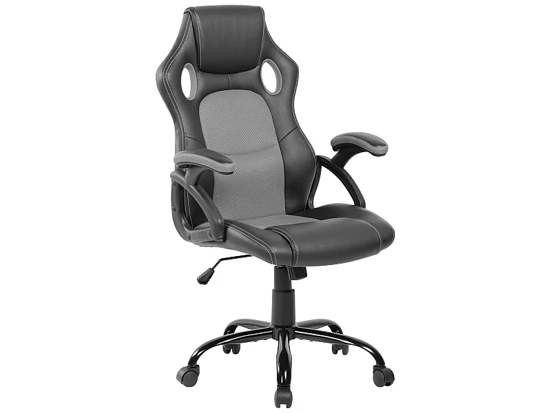 Cadeirão de escritório Gamer Preto Couro Cinzento Castors 120x66x63