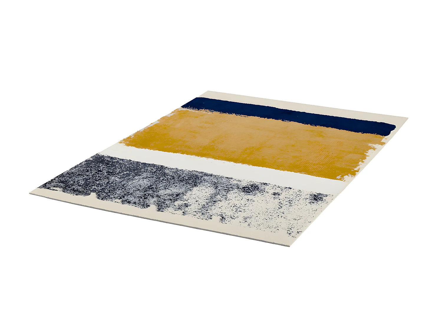 Sparset: Couchtisch - Goldfarben - CHARLOTTE + Teppich - Blau, Senfgelb & Grau - CAMDEN