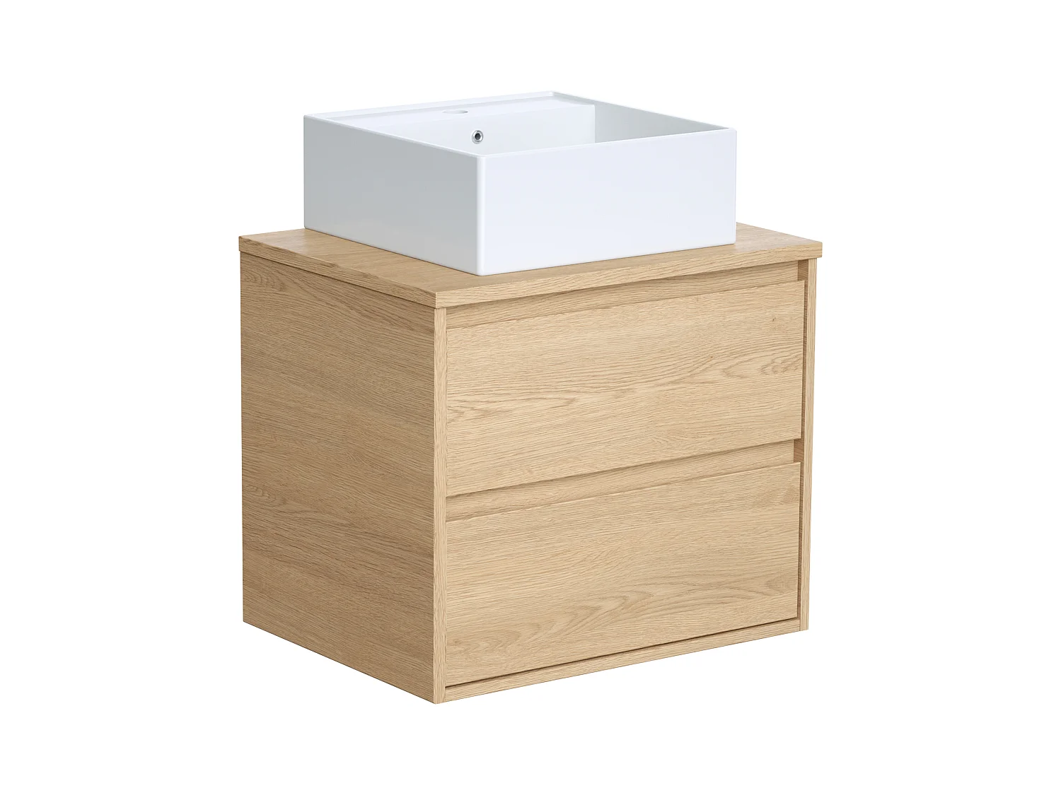 Meuble de salle de bain suspendu avec vasque à poser - Placage chêne - 60 cm - MILIPAM