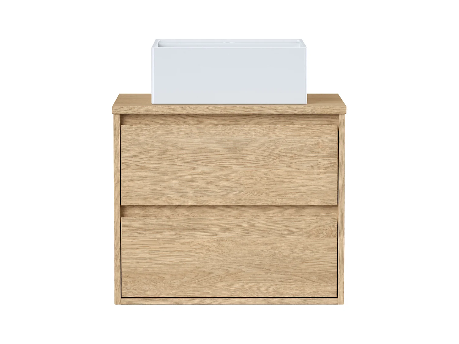 Meuble de salle de bain suspendu avec vasque à poser - Placage chêne - 60 cm - MILIPAM