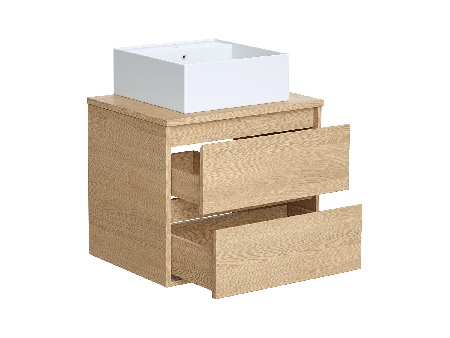 Meuble de salle de bain suspendu avec vasque à poser - Placage chêne - 60 cm - MILIPAM