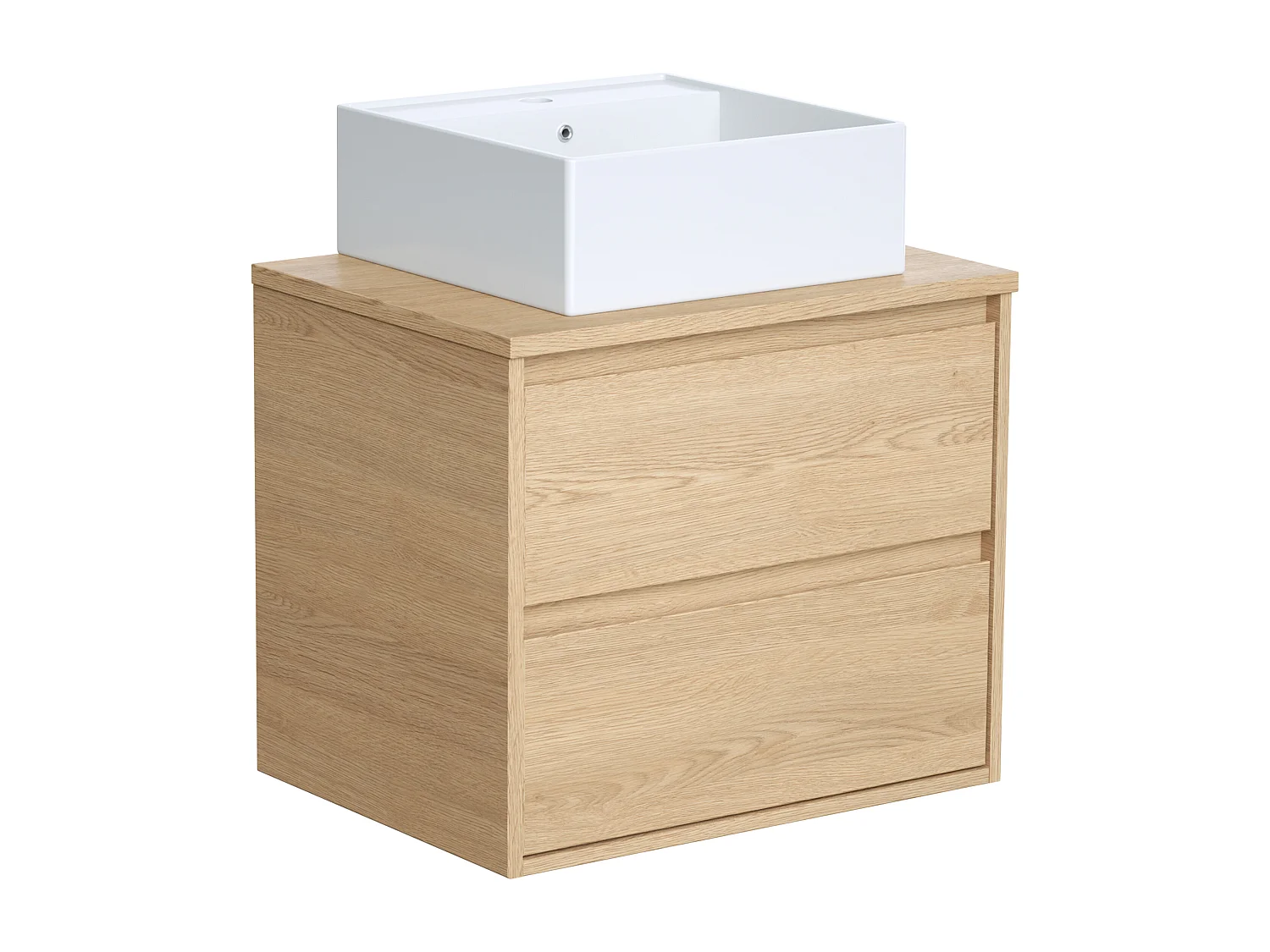 Hangmeubel voor badkamer met wastafel om erop te plaatsen - Eikenfineer - 60 cm - MILIPAM