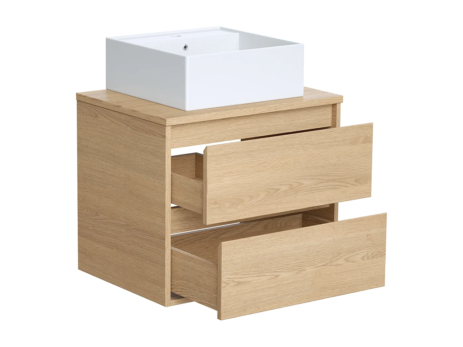 Hangmeubel voor badkamer met wastafel om erop te plaatsen - Eikenfineer - 60 cm - MILIPAM