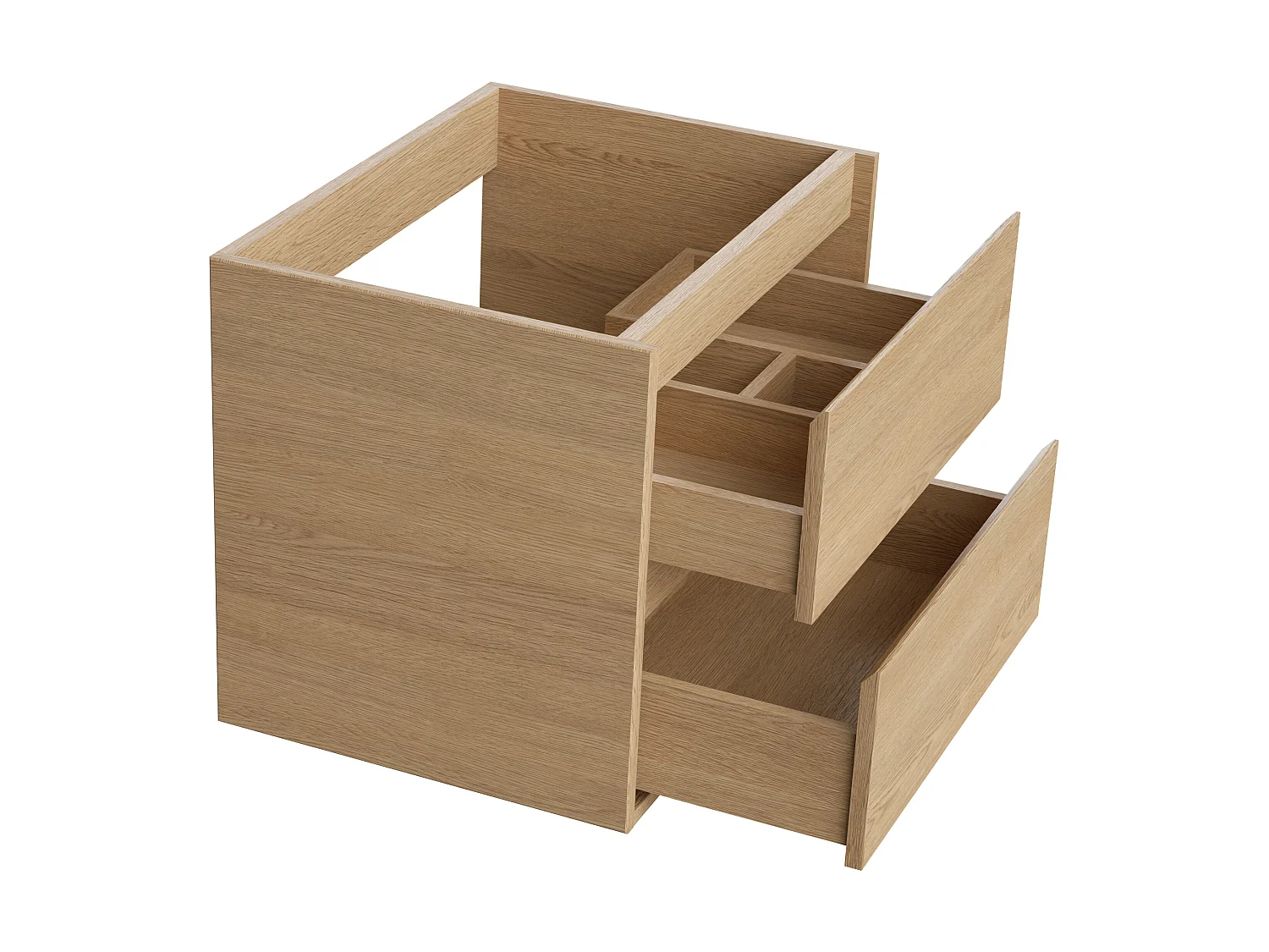 Mueble de baño flotante con lavabo encastrable - Chapado en roble - 60 cm - MILIPAM