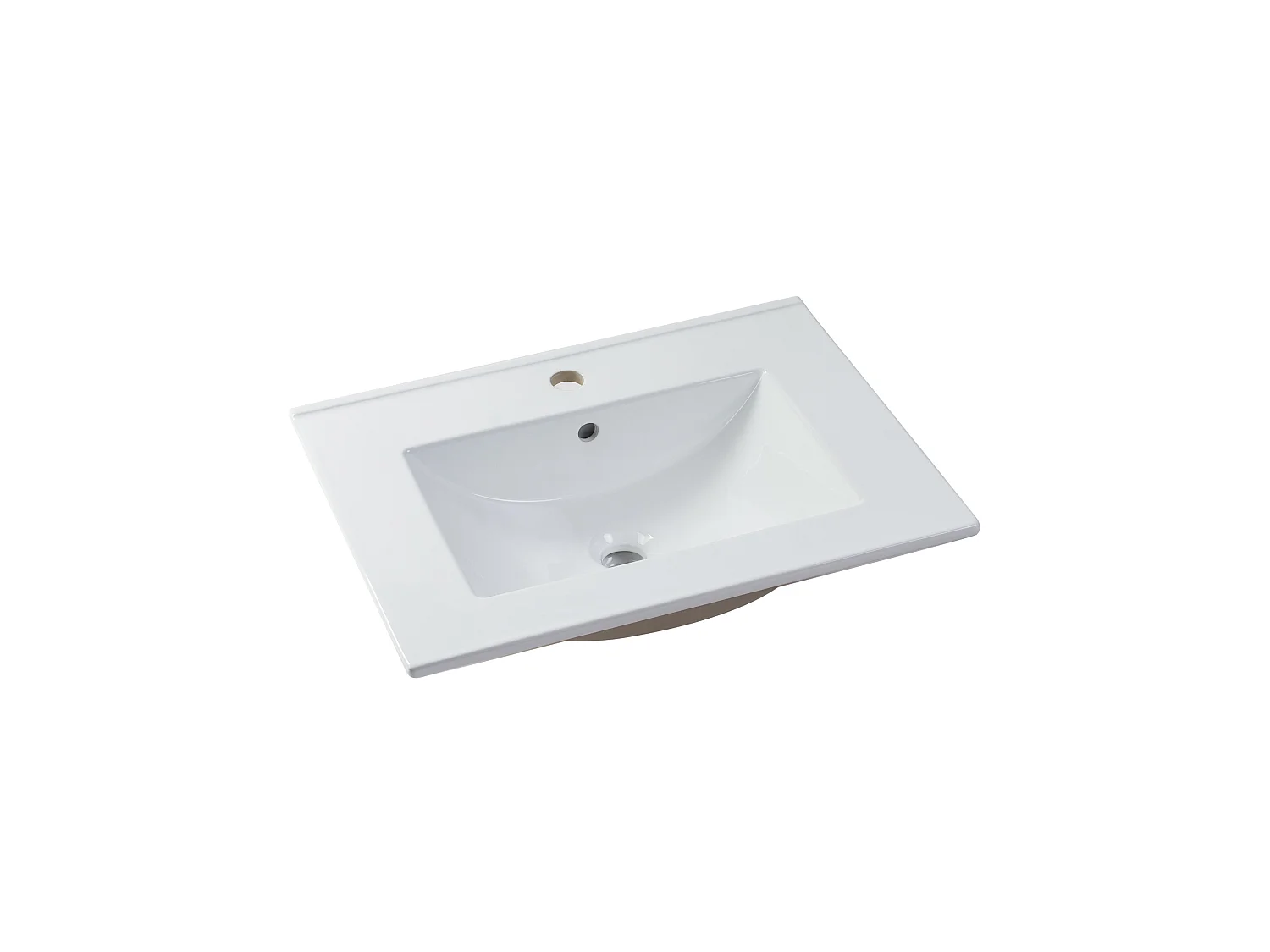 Mueble de baño flotante con lavabo encastrable - Chapado en roble - 60 cm - MILIPAM