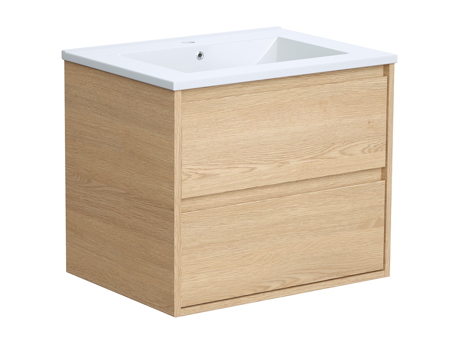 Waschbeckenunterschrank hängend mit Einbauwaschbecken - 60 cm - Eichenholzf günstig online kaufen