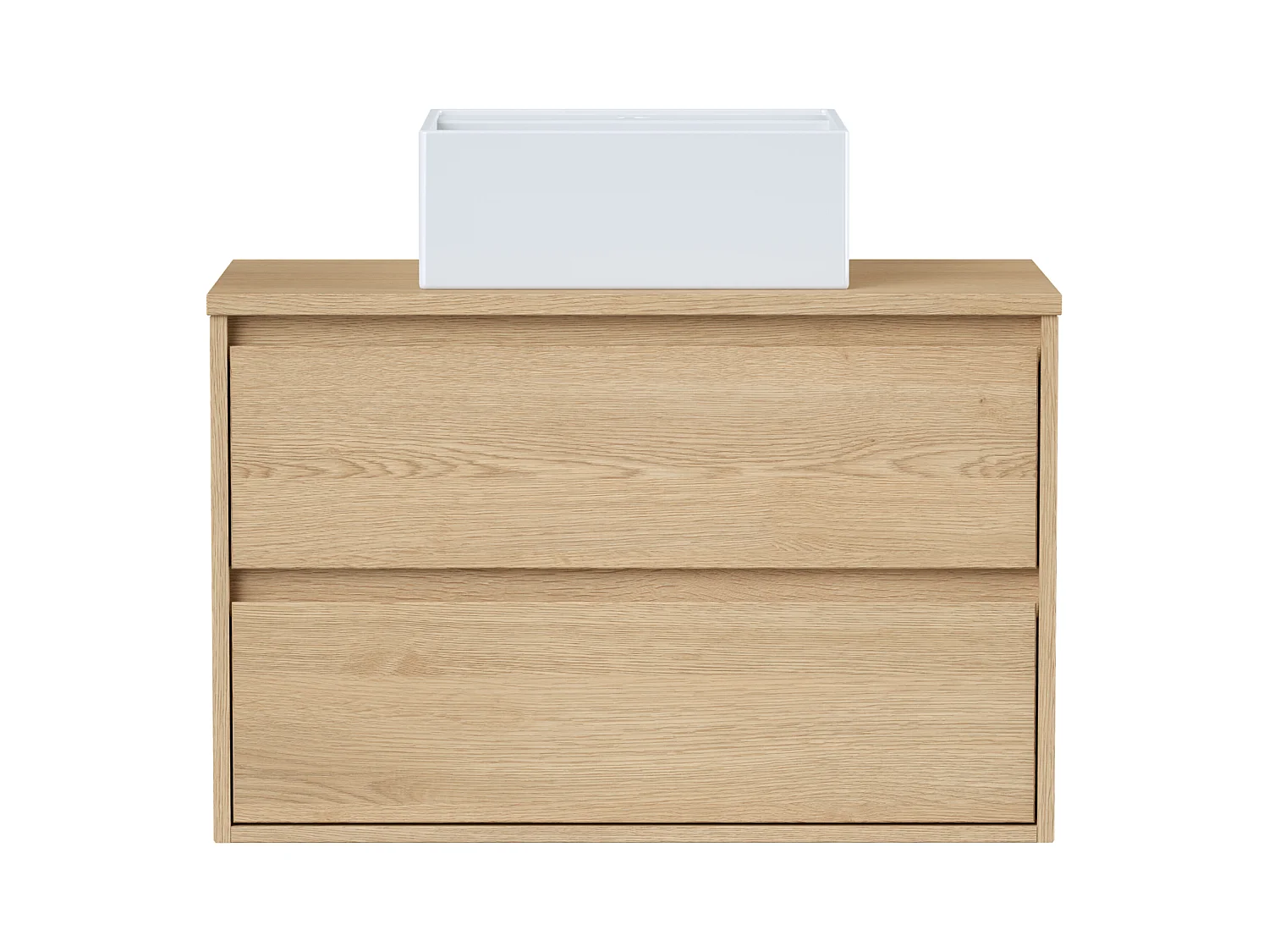 Meuble de salle de bain suspendu avec vasque à poser - Placage chêne - 80 cm - MILIPAM