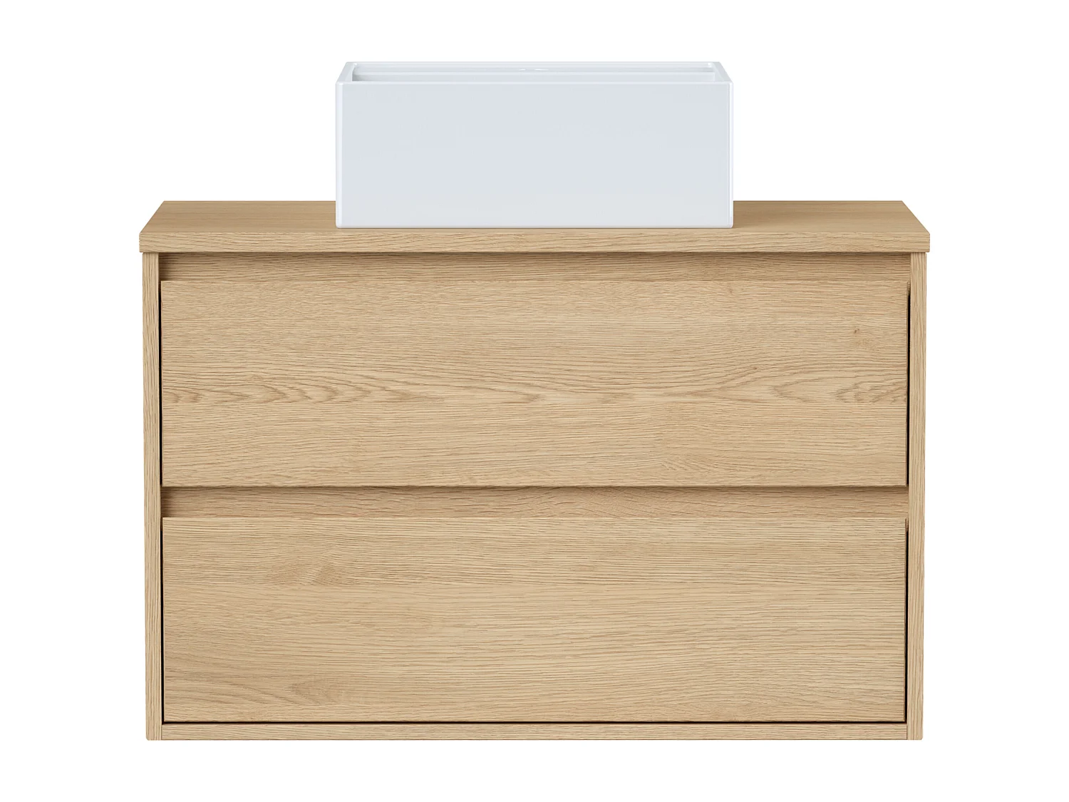 Meuble de salle de bain suspendu avec vasque à poser - Placage chêne - 80 cm - MILIPAM