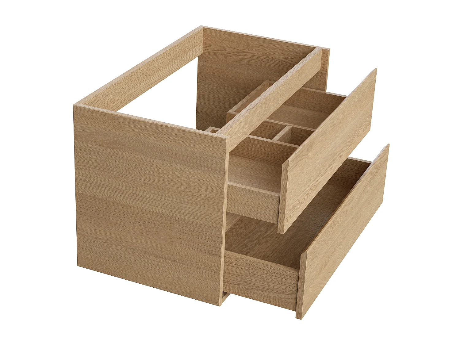 Hangmeubel voor badkamer met inbouwwastafel - Eikenfineer - 80 cm - MILIPAM