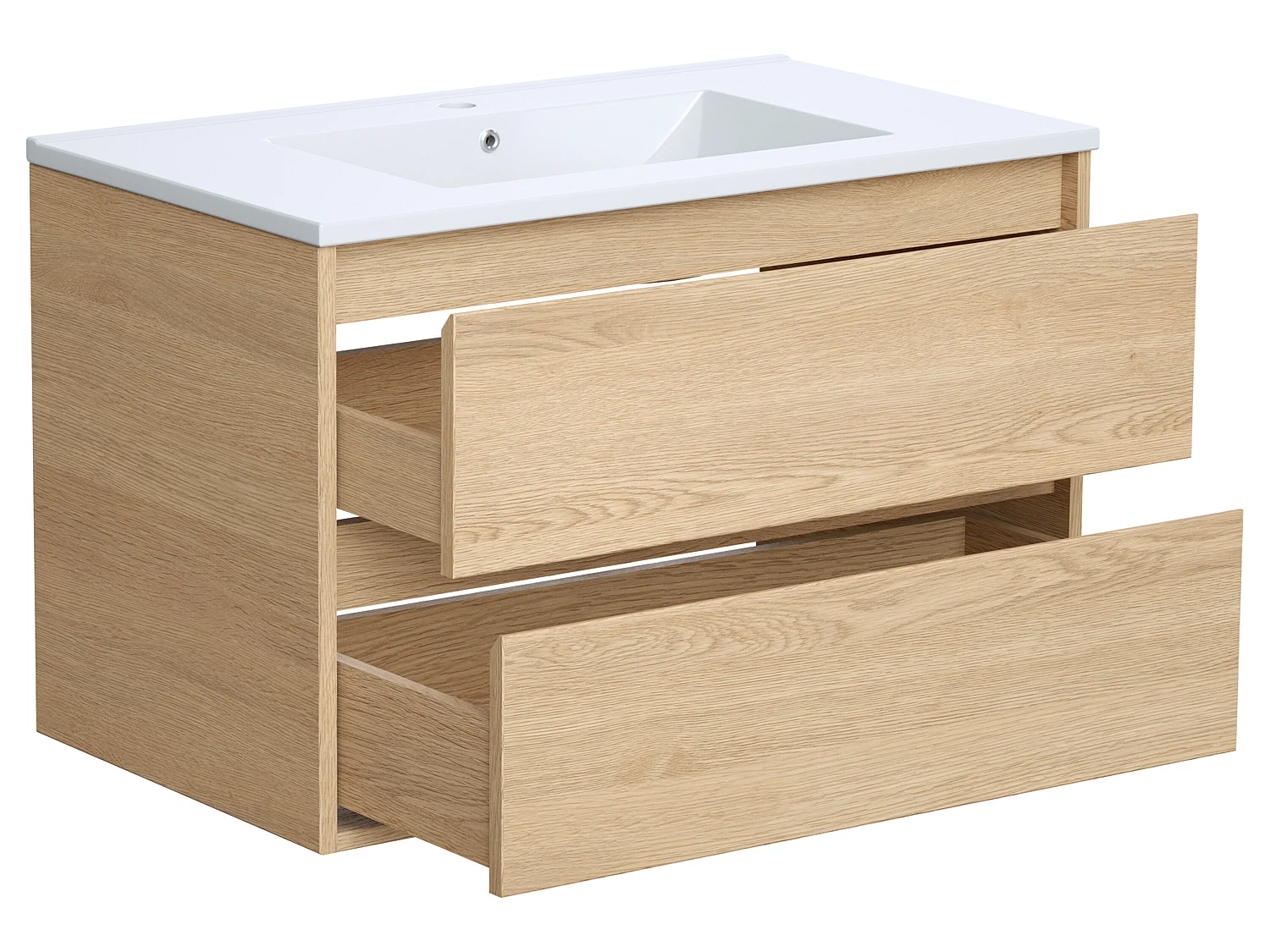 Meuble de salle de bain suspendu avec vasque à encastrer - Placage chêne - 80 cm - MILIPAM