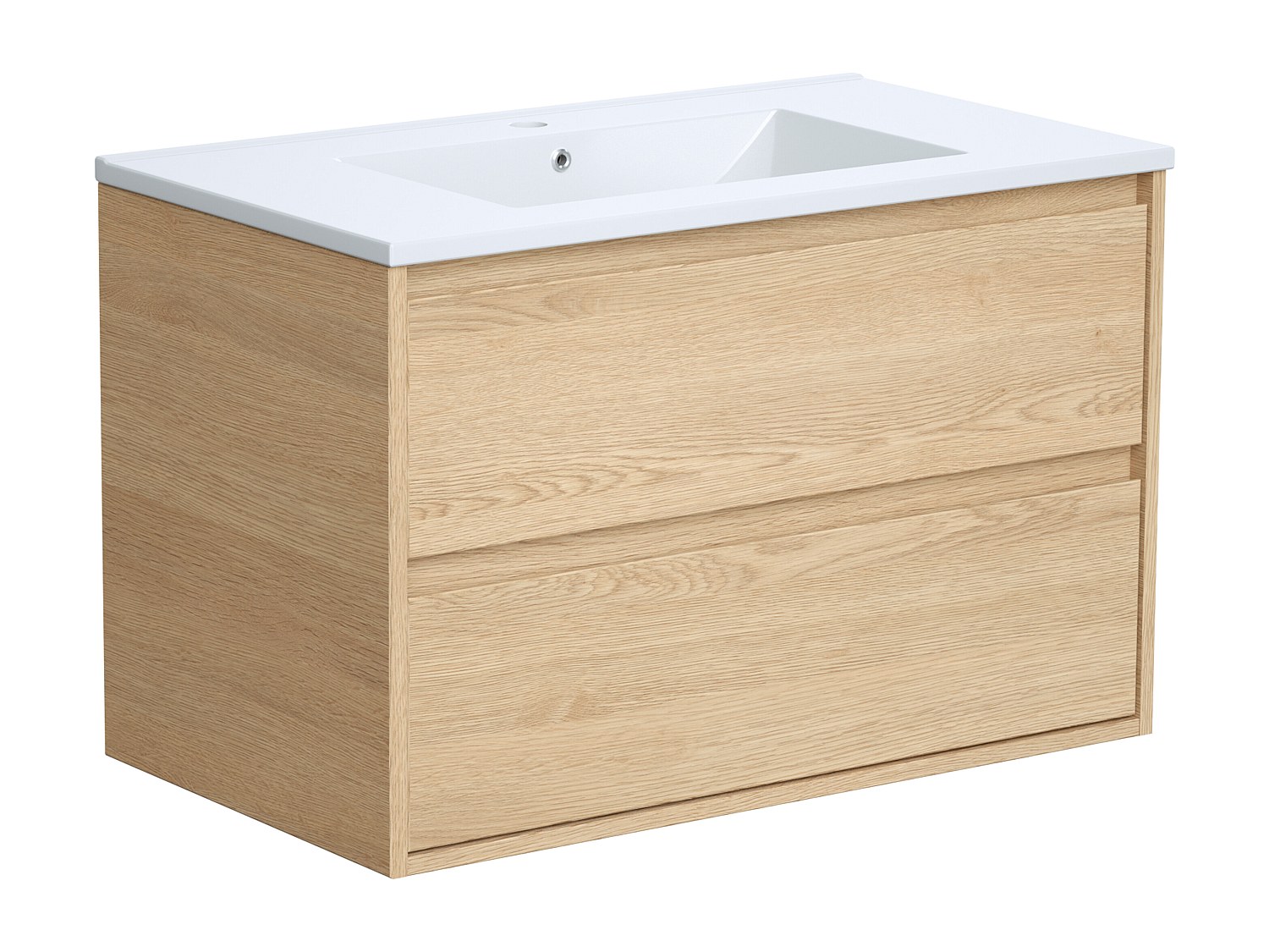 Waschbeckenunterschrank hängend mit Einbauwaschbecken - 80 cm - Eichenholzf günstig online kaufen