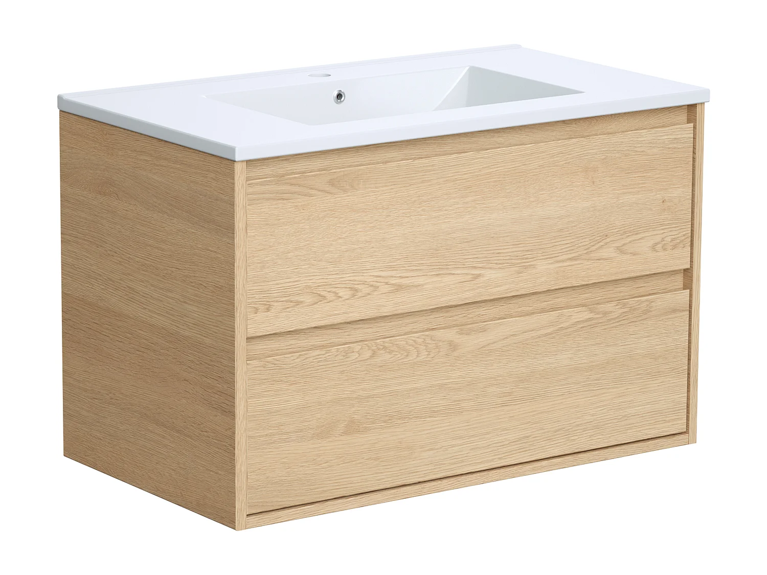 Meuble de salle de bain suspendu avec vasque à encastrer - Placage chêne - 80 cm - MILIPAM