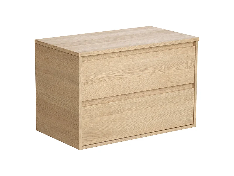 Szafka łazienkowa wisząca   pod umywalkę z blatem - Okleina dębowa - 80 cm - MILIPAM