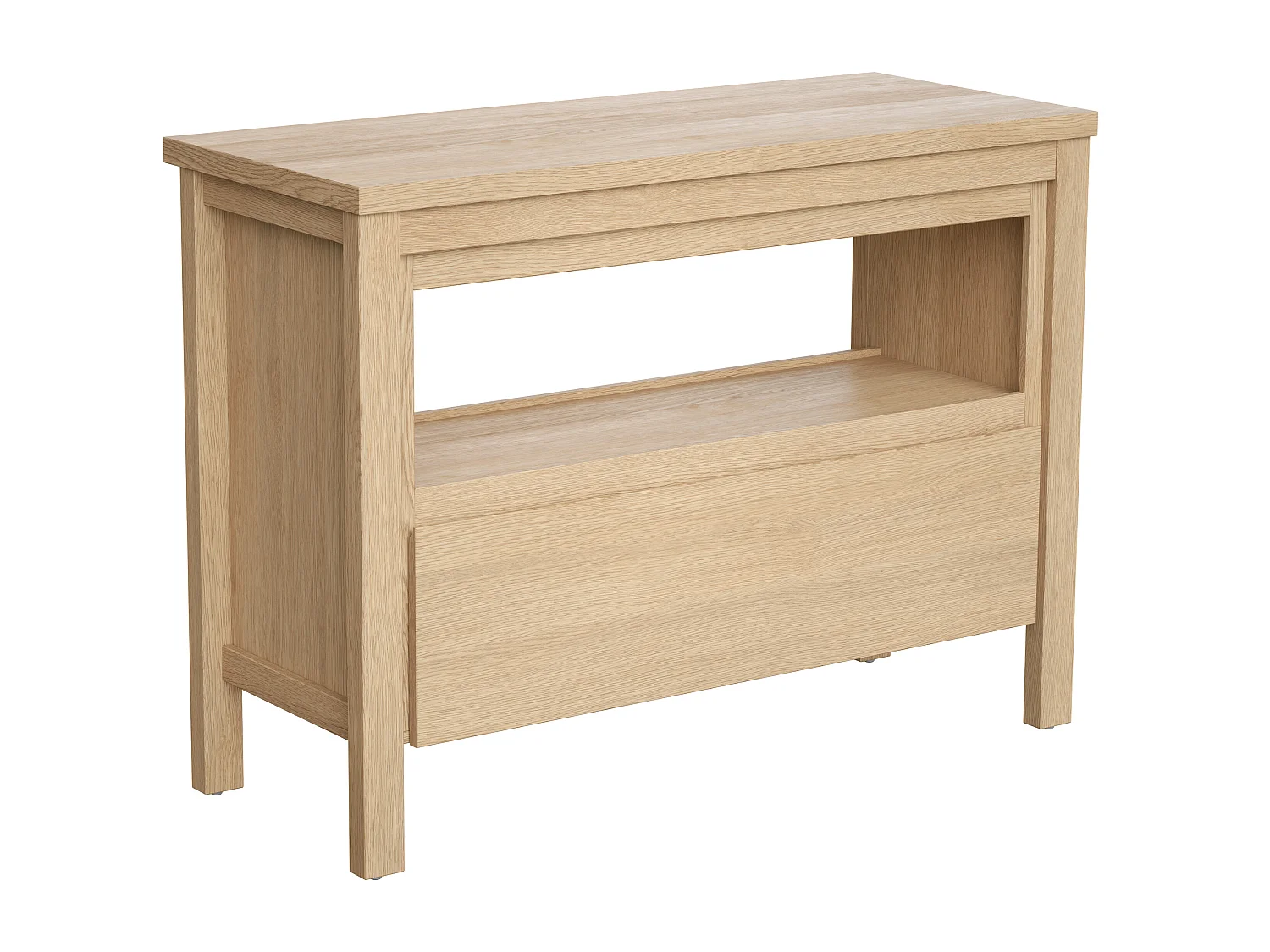 Meuble sous vasque avec niche de rangement et planche - 120 cm - Placage chêne - COSMOTI