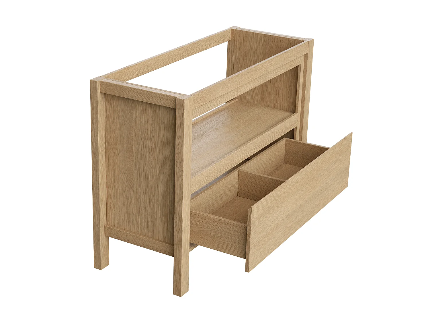 Wastafelmeubel met opbergvak en plank - 120 cm - Eikenfineer - COSMOTI
