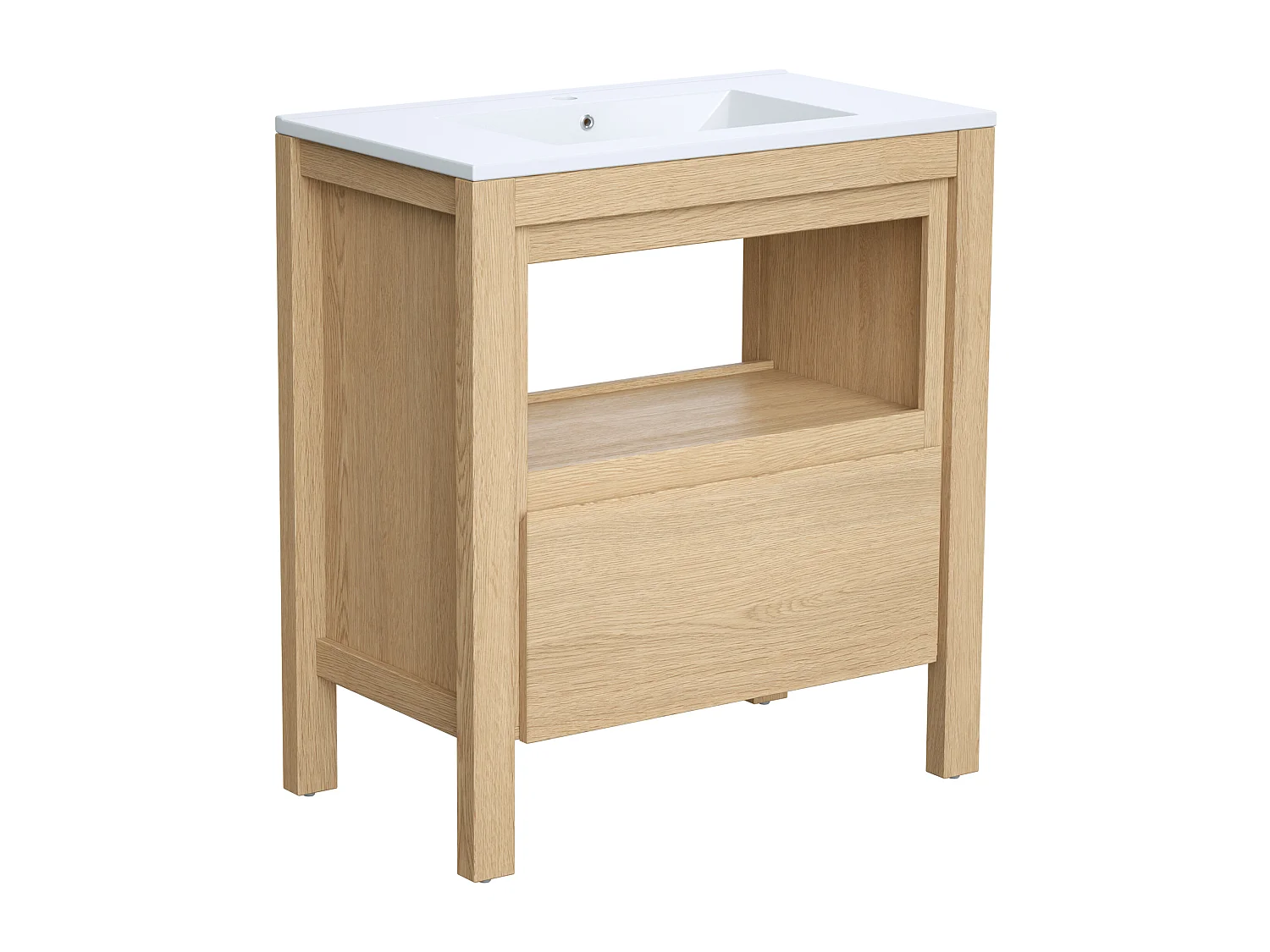 Mobile per bagno con lavabo da appoggio 80 cm Placcatura rovere - COSMOTI